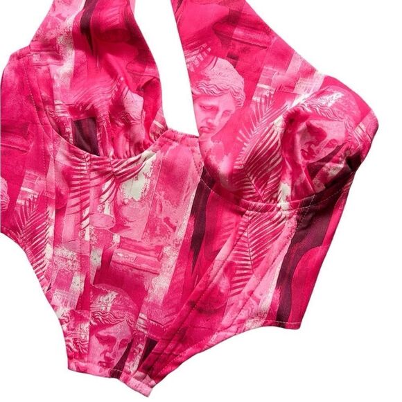 Pretty little thing ONE SHOULDER CUT OUT CORSET top hot pink size 0 - Picture 4 of 12